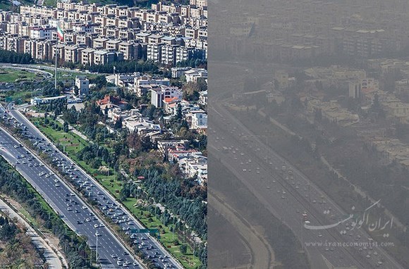 مقایسه تصویری هوای آلوده و پاک تهران