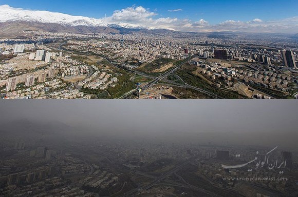 مقایسه تصویری هوای آلوده و پاک تهران