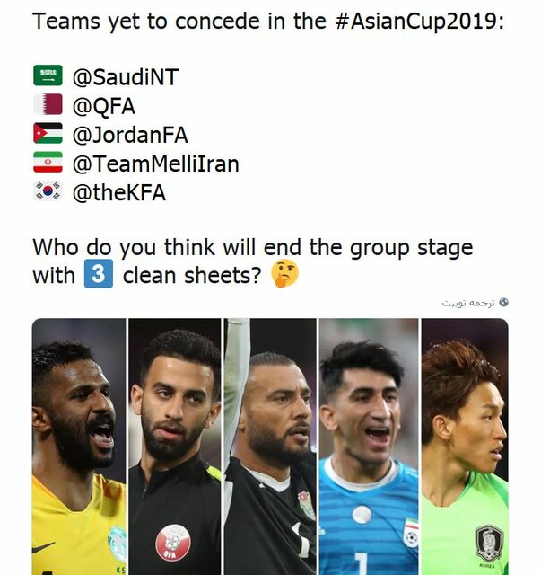 AFC: رقابت ایران و ۴ کشور برای ثبت رکورد کلین‌شیت در جام ملت‌ها