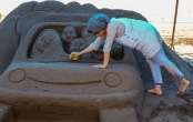 تصاویر | هنرنمایی با شن‌های ساحل خزر