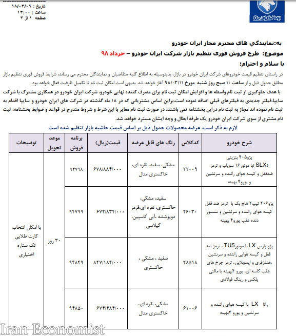 فروش فوری ۴ محصول ایران خودرو از ساعت ۱۱ امروز آغاز می‌شود