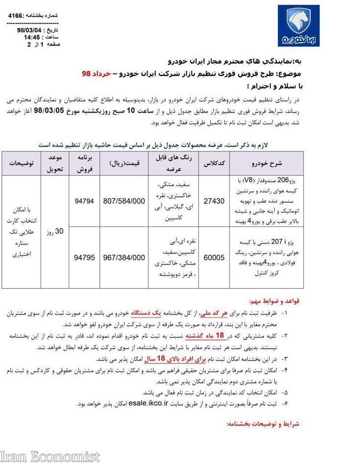 فروش فوری پژو ۲۰۷ و پژو ۲۰۶ توسط ایران خودرو/ جزییات شرایط
