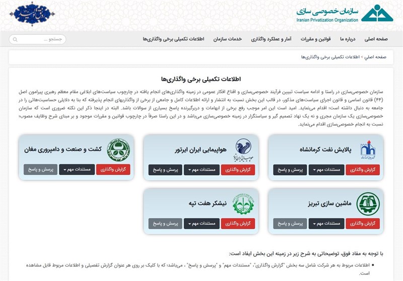 اسناد واگذاری ایران ایرتور بر روی سایت سازمان خصوصی‌سازی درج شد