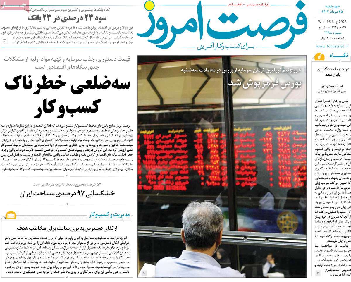 مروری بر سرتیتر روزنامه های کشور و مهمترین تیترهای اقتصادی؛ امروز ۲۵ مرداد ۱۴۰۲