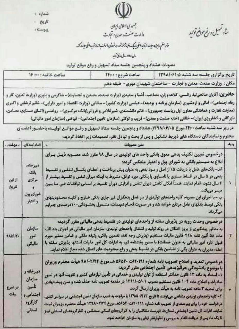 شرایط تمدید بدهی واحدهای تولیدی اعلام شد