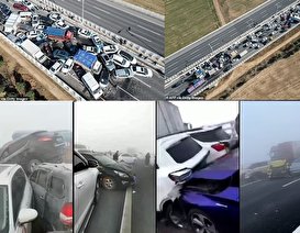 (ویدئو) بزرگترین تصادف زنجیره‌ای جهان؛ برخورد بیش از ۲۰۰ خودرو با یک کشته!