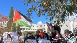 تجمع دانشجویان فلسطینی دانشگاه تل‌آویو علیه حملات رژیم صهیونیستی