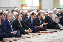 حضور  رئیس‌جمهور سوریه در نماز عید فطر در دمشق