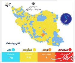 ۴۴۴ شهر در وضعیت زرد و آبی