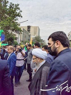 حضور رئیس مجمع تشخیص مصلحت نظام در راهپیمایی روز قدس در تهران