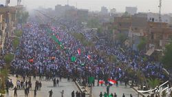 نماز جمعه صدری ها در بغداد؛ الجیاشی خطبه مکتوب مقتدا صدر را خواند