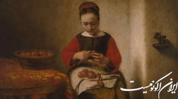 «زن جوانی که سیب پوست می‌کَند»
