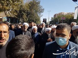 حضور معاون اول قوه قضاییه در مراسم تشییع پیکر آیت الله ناصری دولت آبادی