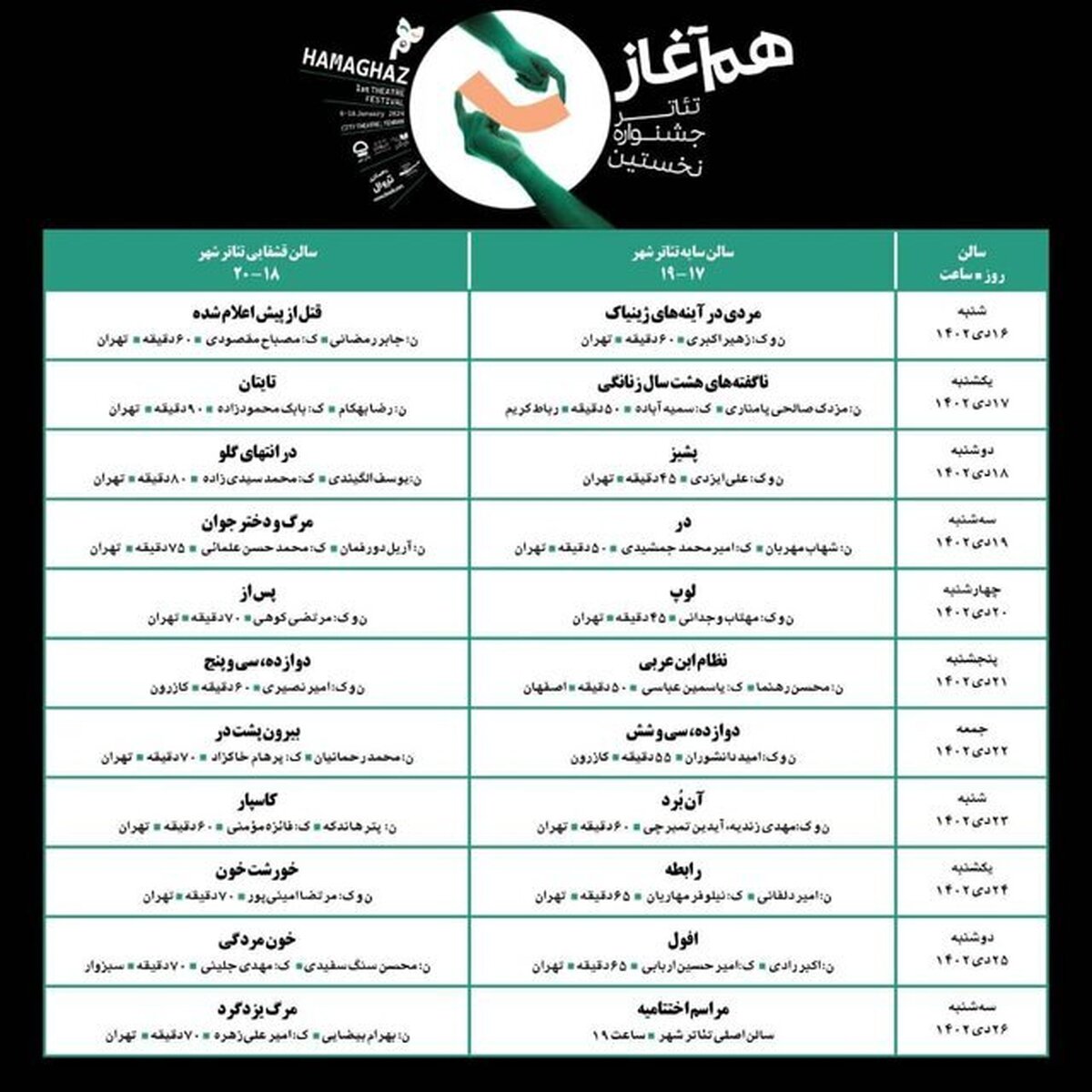 انتشار جدول اجرا و آغاز بلیت فروشی آثار جشنواره هم‌آغاز