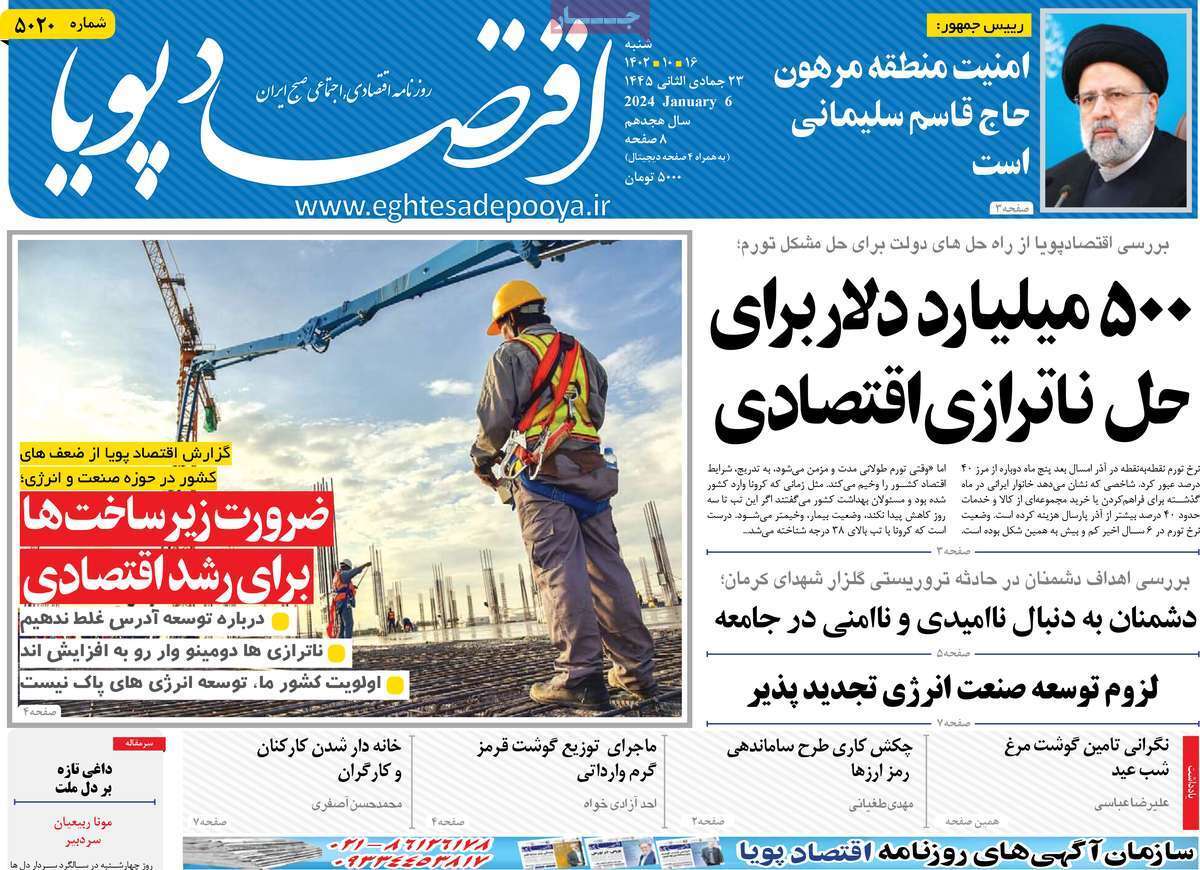 مروری بر سرتیتر روزنامه‌های کشور و مهم‌ترین تیترهای اقتصادی؛ امروز ۱۶ دی ۱۴۰۲