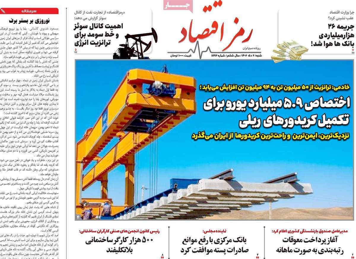 مروری بر سرتیتر روزنامه‌های کشور و مهم‌ترین تیترهای اقتصادی؛ امروز ۲ دی ۱۴۰۲