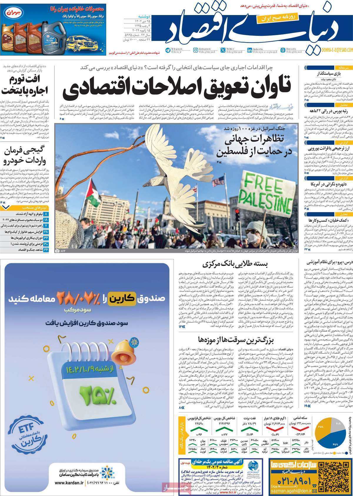 مروری بر سرتیتر روزنامه‌های کشور و مهم‌ترین تیترهای اقتصادی؛ امروز ۲۵ دی ۱۴۰۲