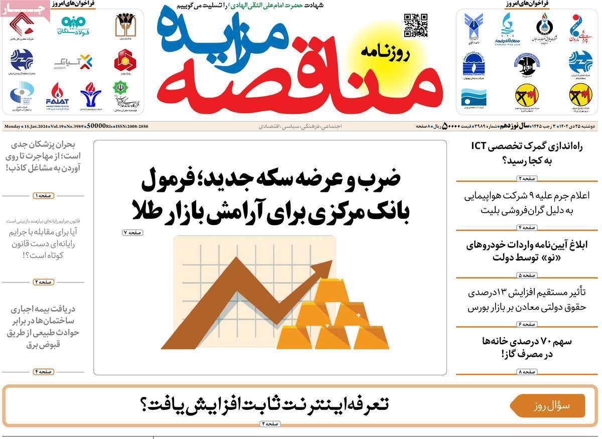 مروری بر سرتیتر روزنامه‌های کشور و مهم‌ترین تیترهای اقتصادی؛ امروز ۲۵ دی ۱۴۰۲