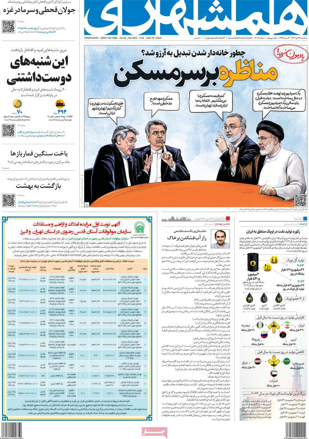 مروری بر سرتیتر روزنامه‌های کشور و مهم‌ترین تیترهای اقتصادی؛ امروز ۲۶ دی ۱۴۰۲