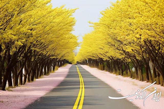 دانلود عکس/ جاده بهار زرد ژاپن