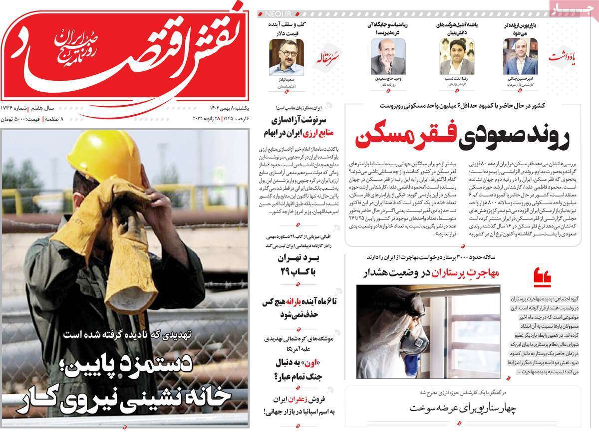 مروری بر سرتیتر روزنامه‌های کشور و مهم‌ترین تیترهای اقتصادی؛ امروز ۸ بهمن ۱۴۰۲