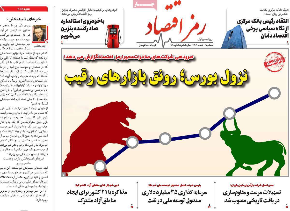 مروری بر سرتیتر روزنامه‌های کشور و مهم‌ترین تیترهای اقتصادی؛ امروز ۱ اسفند ۱۴۰۲