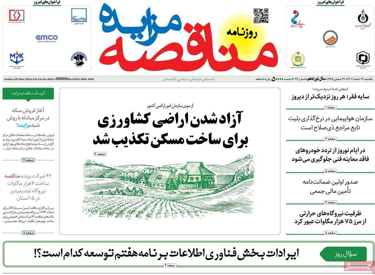 مروری بر سرتیتر روزنامه‌های کشور و مهم‌ترین تیترهای اقتصادی؛ امروز ۱۳ اسفند ۱۴۰۲