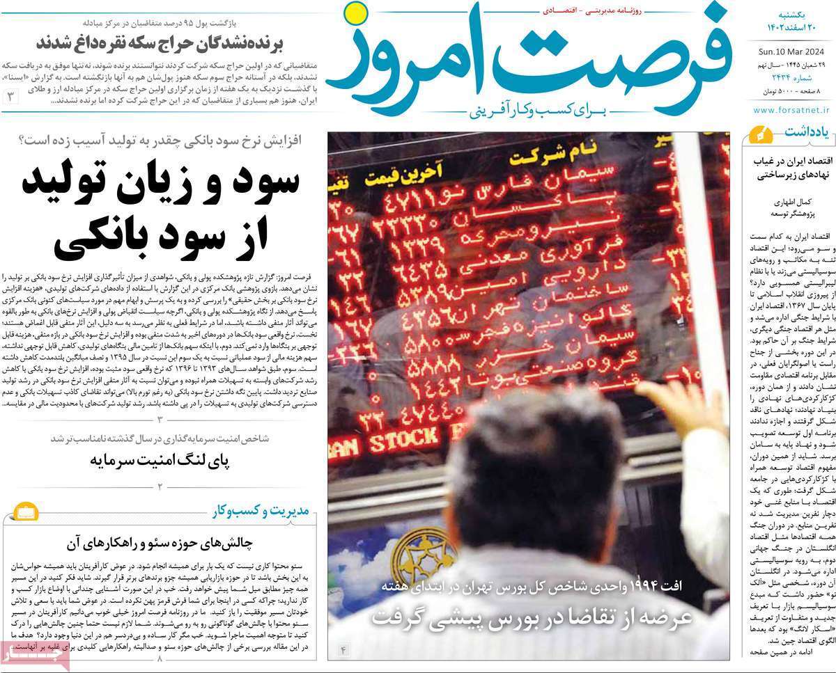 مروری بر سرتیتر روزنامه‌های کشور و مهم‌ترین تیترهای اقتصادی؛ امروز ۲۰ اسفند ۱۴۰۲