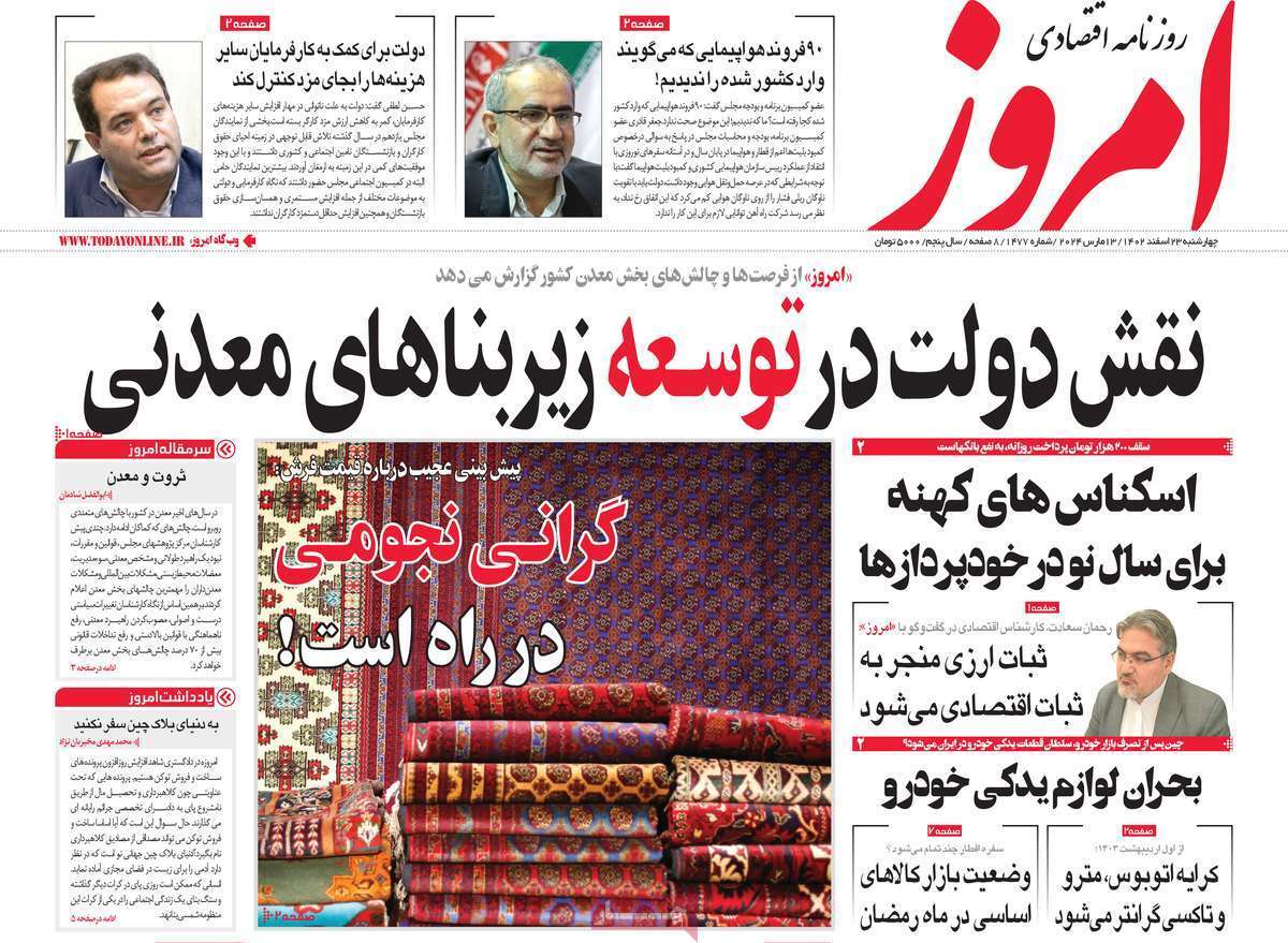 مروری بر سرتیتر روزنامه‌های کشور و مهم‌ترین تیترهای اقتصادی؛ امروز ۲۳ اسفند ۱۴۰۲