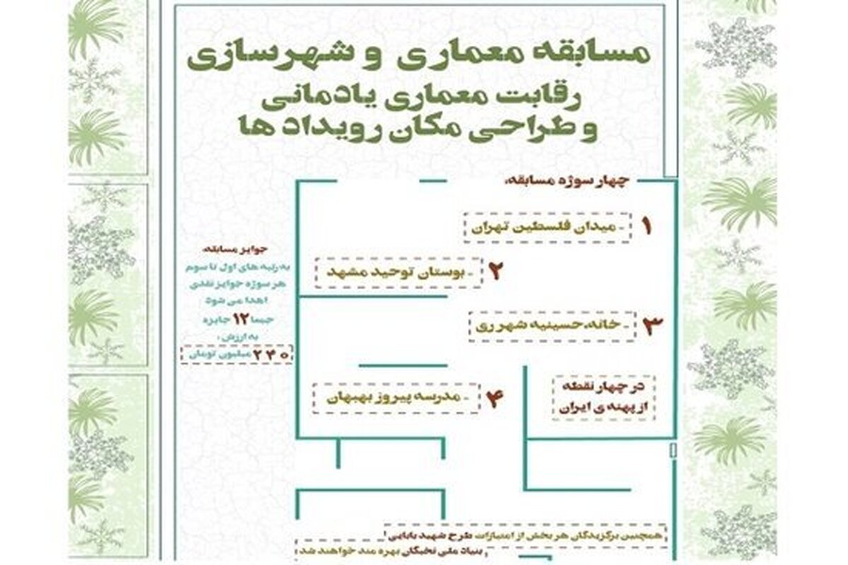 برگزاری رویداد مسئله‌محور معماری یادمانی و طراحی مکان‌رویدادها