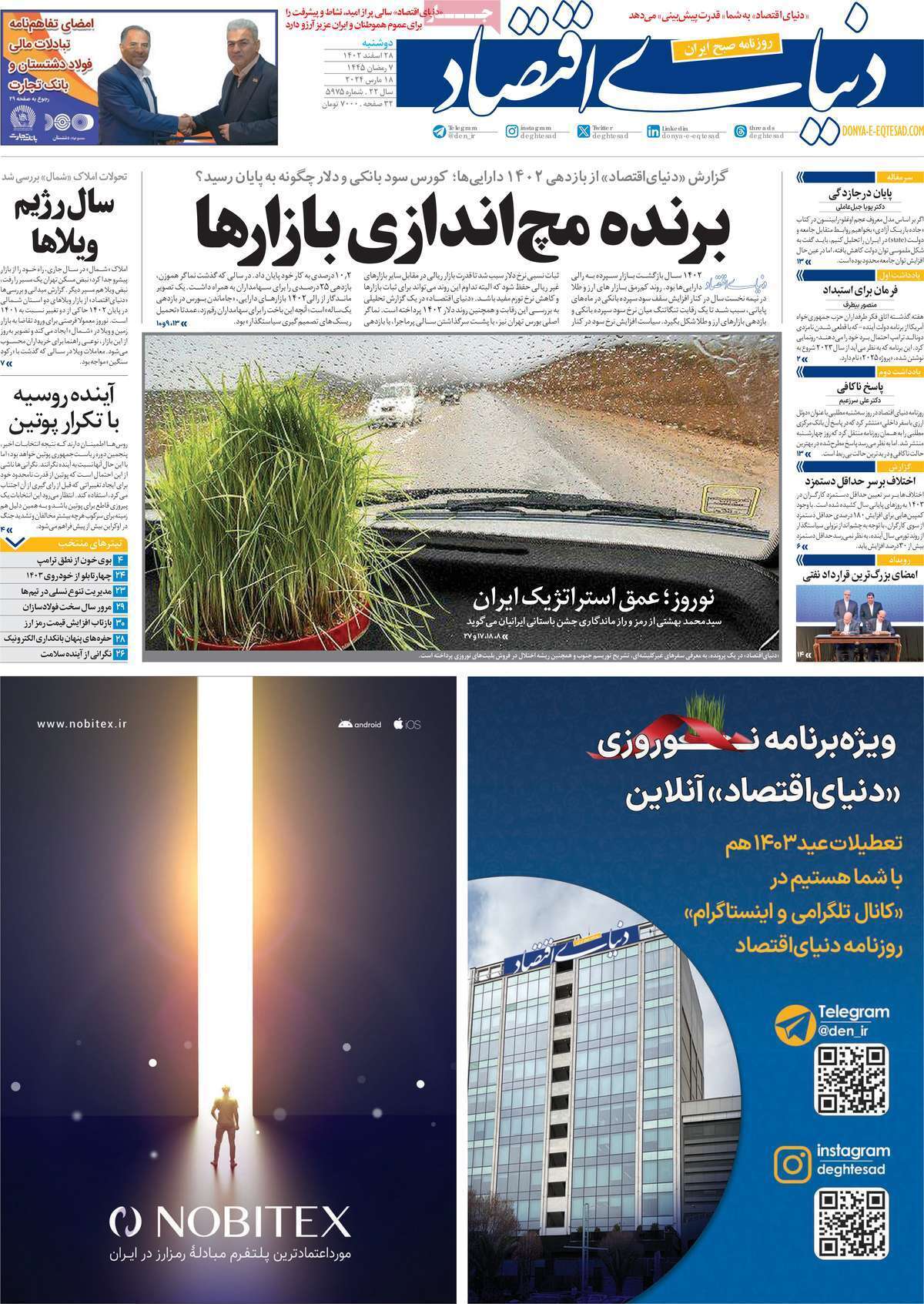 مروری بر سرتیتر روزنامه‌های کشور و مهم‌ترین تیترهای اقتصادی؛ امروز ۲۸ اسفند ۱۴۰۲