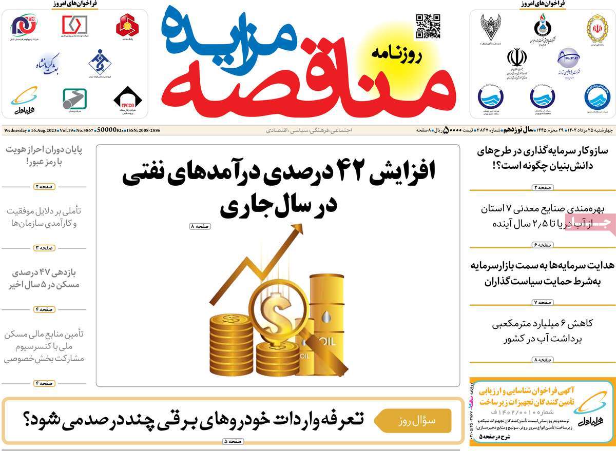 مروری بر سرتیتر روزنامه های کشور و مهمترین تیترهای اقتصادی؛ امروز ۲۵ مرداد ۱۴۰۲
