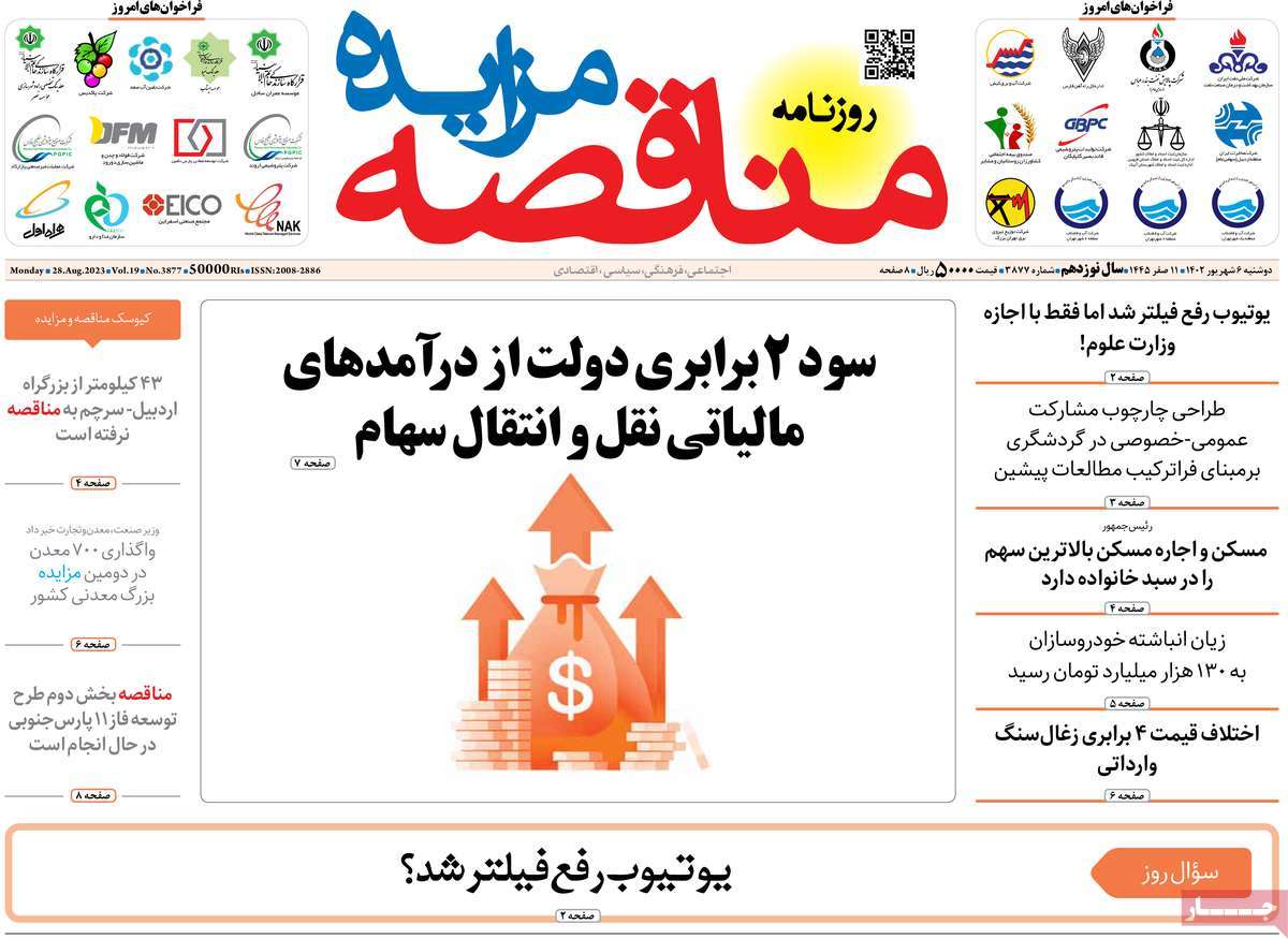 مروری بر سرتیتر روزنامه های کشور و مهمترین تیترهای اقتصادی؛ امروز ۶ شهریور ۱۴۰۲