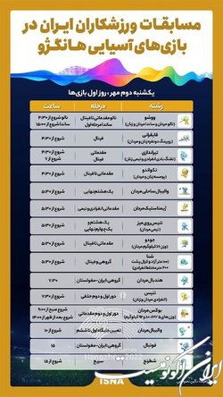 برنامه روز نخست ایران در بازی‌های آسیایی هانگژو