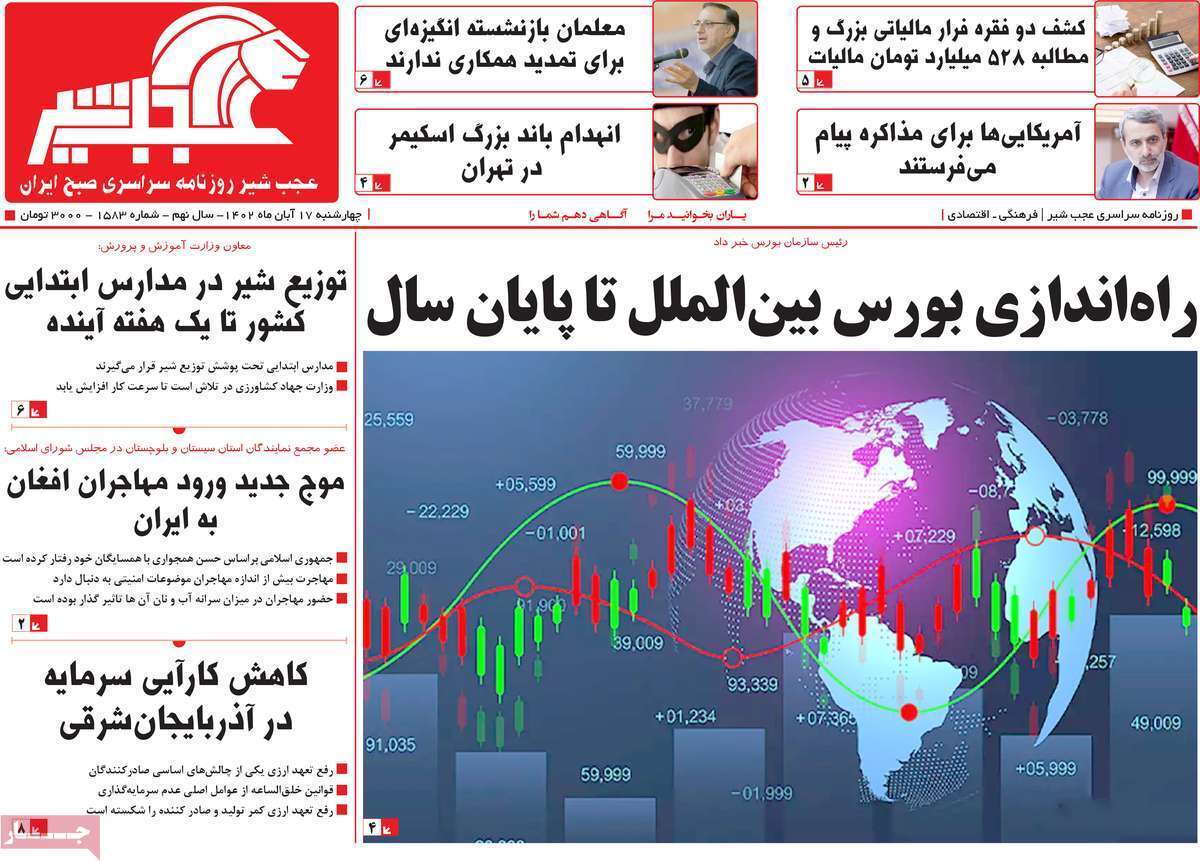 مروری بر سرتیتر روزنامه‌های کشور و مهم‌ترین تیترهای اقتصادی؛ امروز ۱۷ آبان ۱۴۰۲