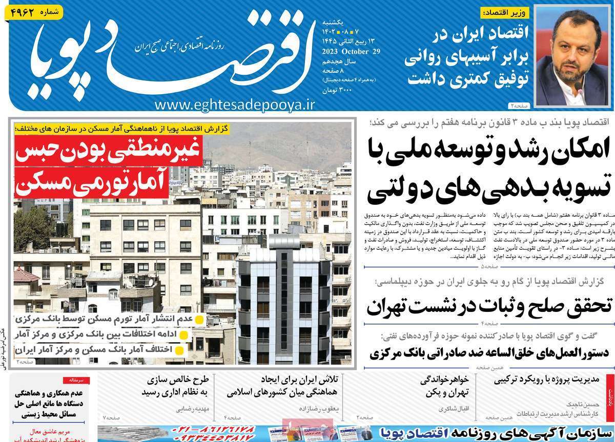 مروری بر سرتیتر روزنامه های کشور و مهمترین تیترهای اقتصادی؛ امروز ۷ آبان ۱۴۰۲