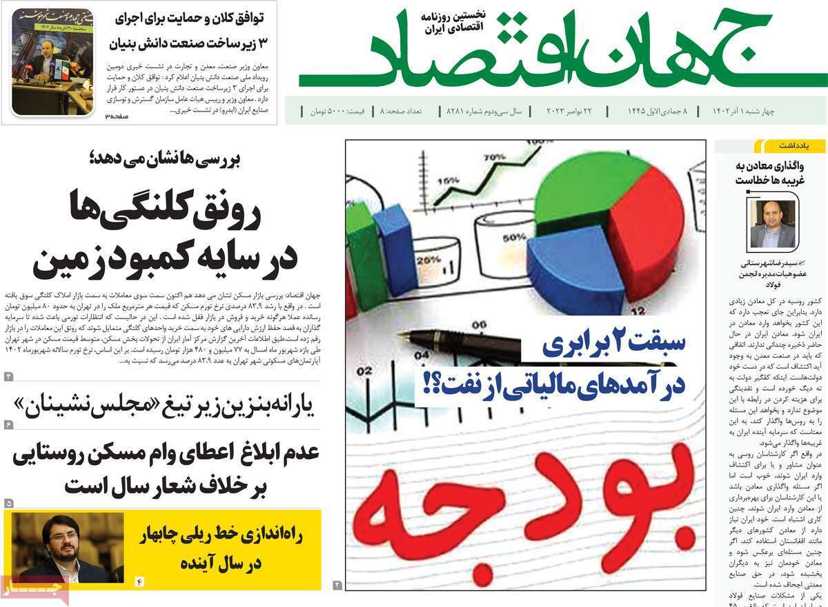 مروری بر سرتیتر روزنامه‌های کشور و مهم‌ترین تیترهای اقتصادی؛ امروز ۱ آذر ۱۴۰۲