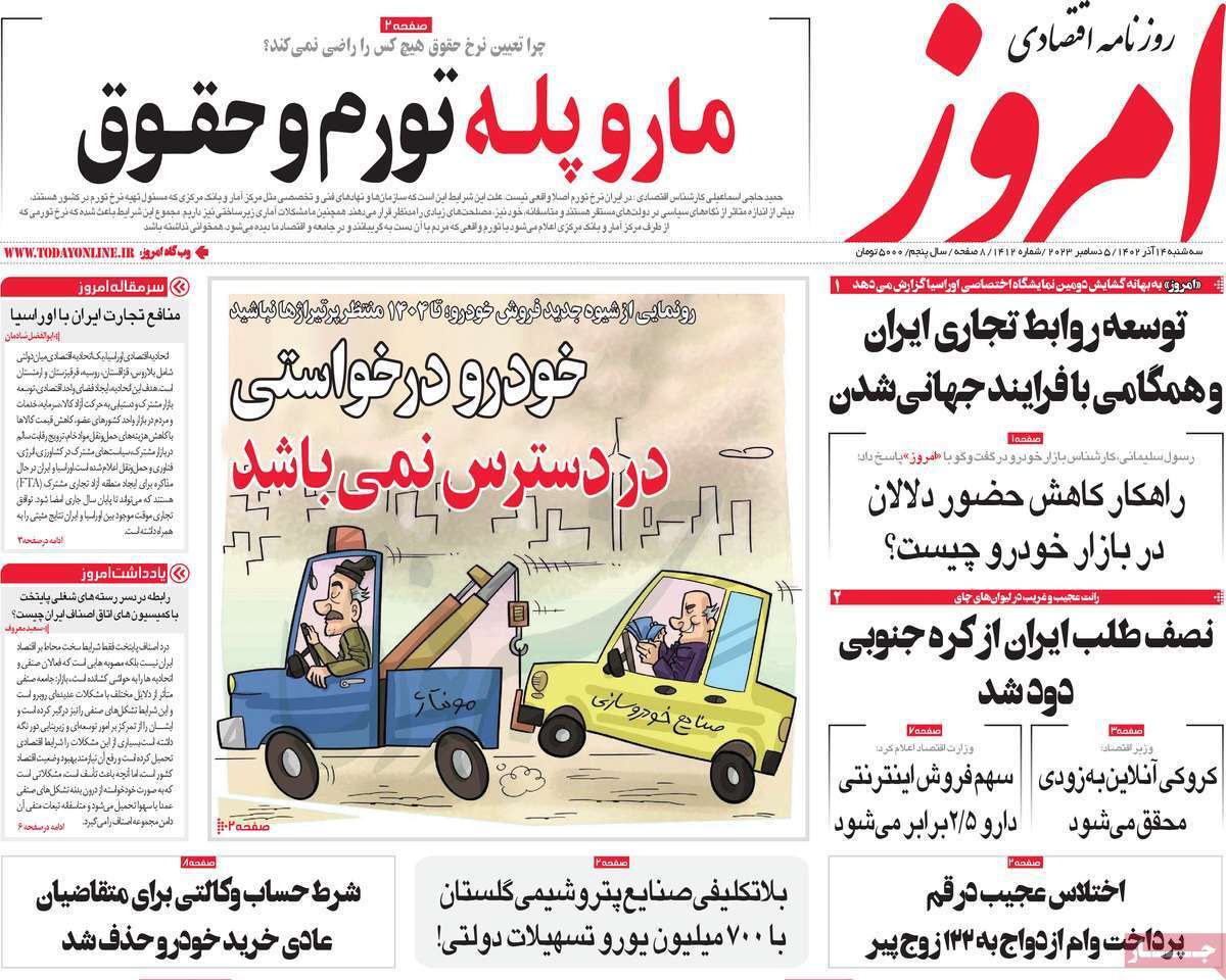 مروری بر سرتیتر روزنامه‌های کشور و مهم‌ترین تیترهای اقتصادی؛ امروز ۱۳ آذر ۱۴۰۲