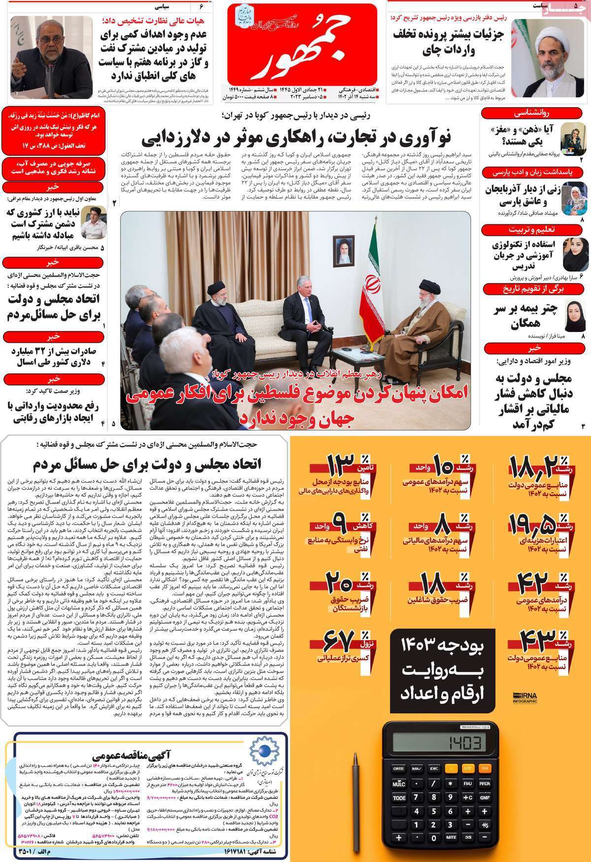 مروری بر سرتیتر روزنامه‌های کشور و مهم‌ترین تیترهای اقتصادی؛ امروز ۱۳ آذر ۱۴۰۲