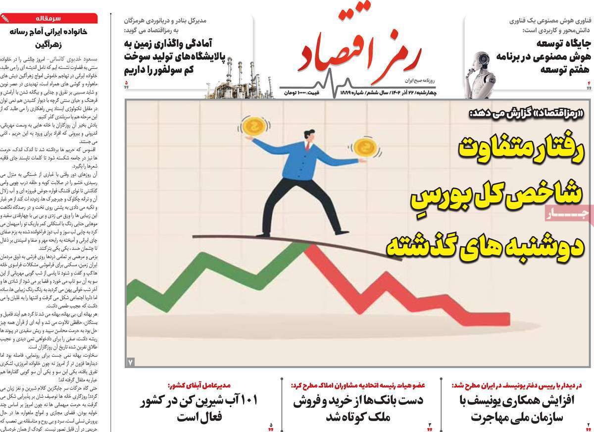 مروری بر سرتیتر روزنامه‌های کشور و مهم‌ترین تیترهای اقتصادی؛ امروز ۲۲ آذر ۱۴۰۲