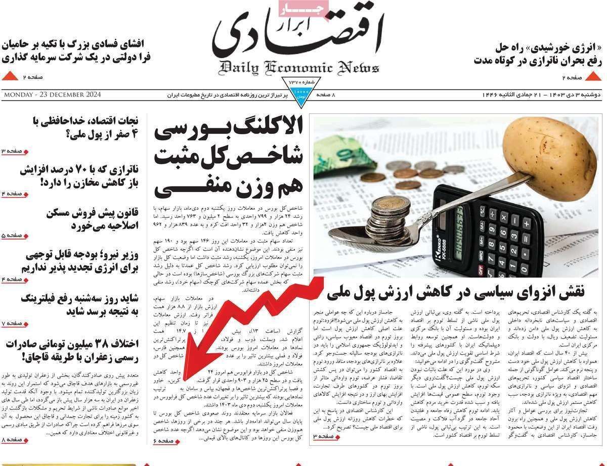 مروری بر سرتیتر روزنامه‌های کشور و مهم‌ترین تیترهای اقتصادی؛ امروز ۳ دی ۱۴۰۳