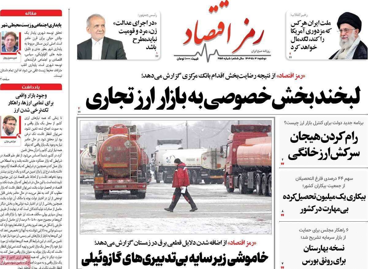 مروری بر سرتیتر روزنامه‌های کشور و مهم‌ترین تیترهای اقتصادی؛ امروز ۳ دی ۱۴۰۳