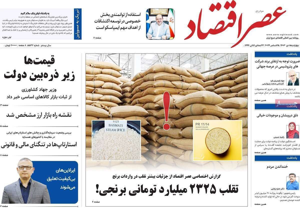 مروری بر سرتیتر روزنامه‌های کشور و مهم‌ترین تیترهای اقتصادی؛ امروز ۵ دی ۱۴۰۳