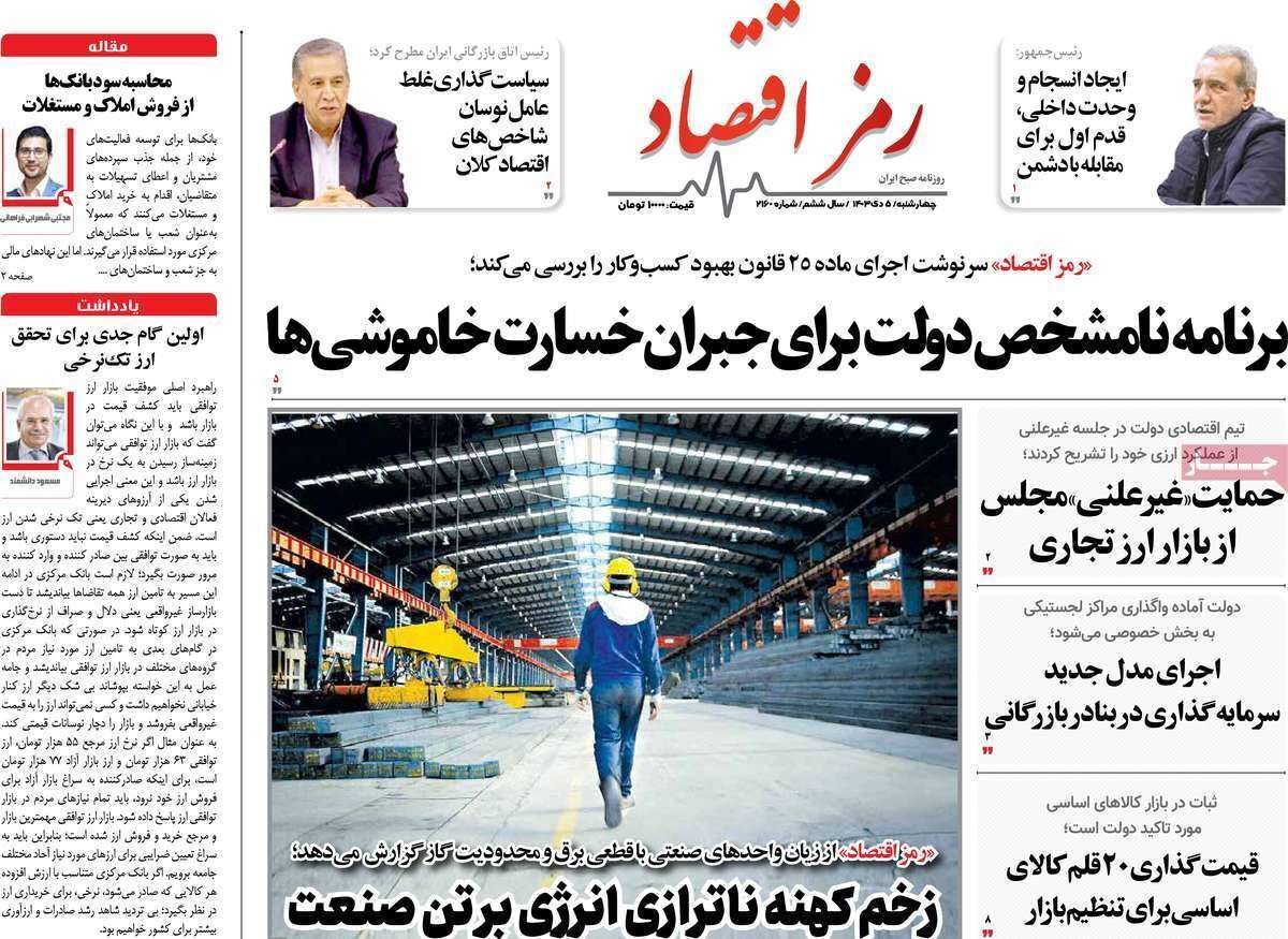 مروری بر سرتیتر روزنامه‌های کشور و مهم‌ترین تیترهای اقتصادی؛ امروز ۵ دی ۱۴۰۳