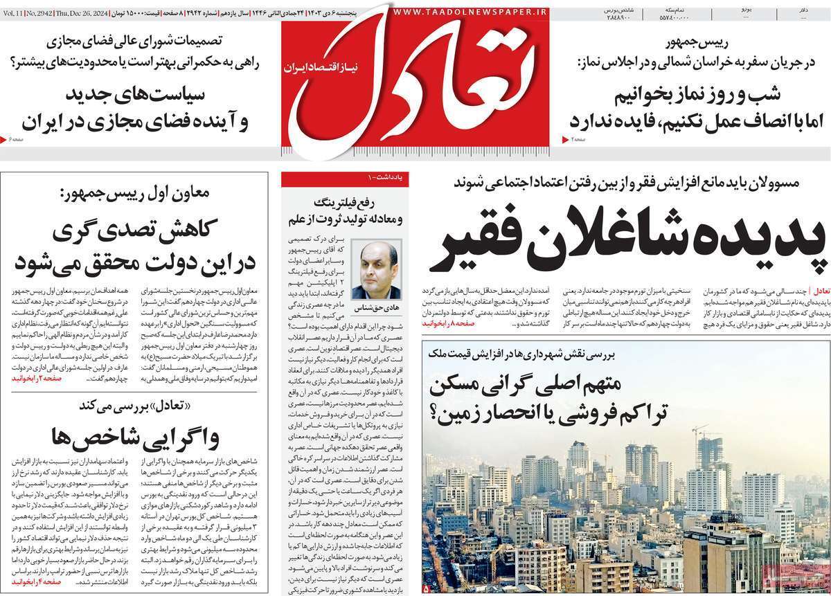 مروری بر سرتیتر روزنامه‌های کشور و مهم‌ترین تیترهای اقتصادی؛ امروز ۶ دی ۱۴۰۳