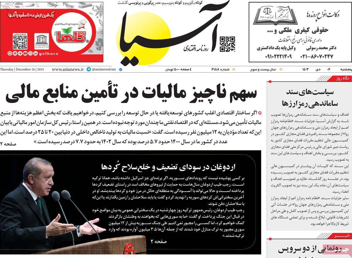 مروری بر سرتیتر روزنامه‌های کشور و مهم‌ترین تیترهای اقتصادی؛ امروز ۶ دی ۱۴۰۳