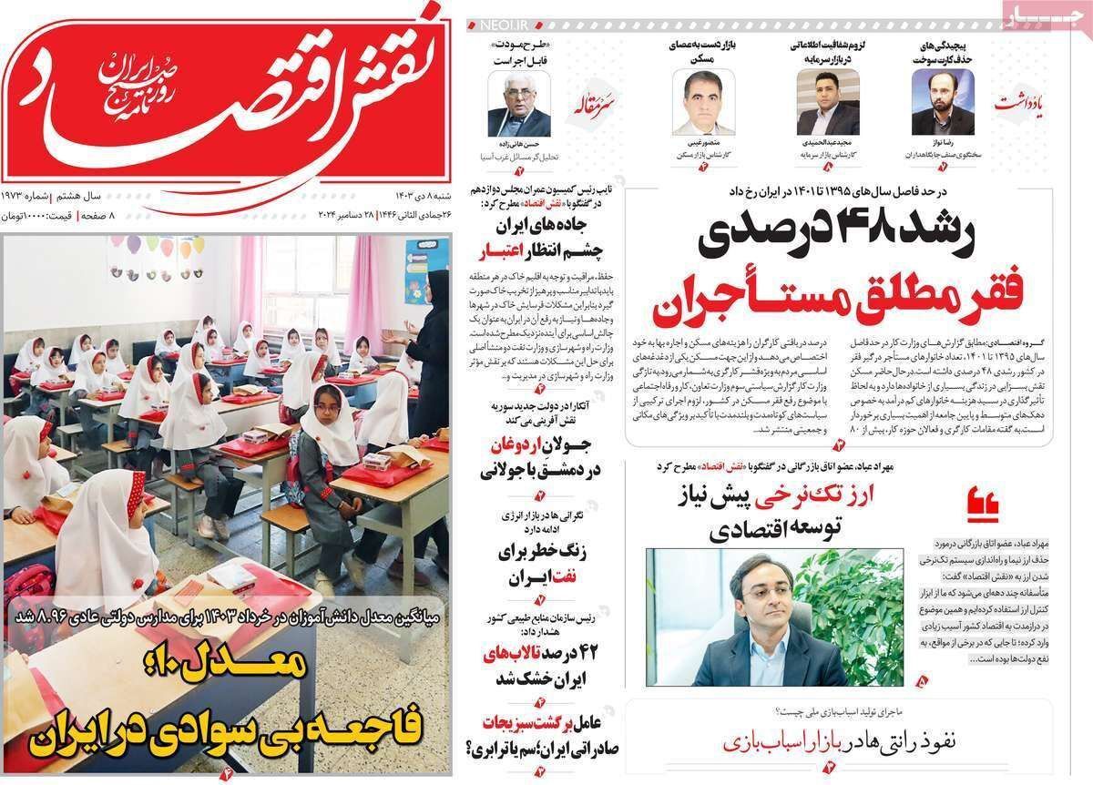 مروری بر سرتیتر روزنامه‌های کشور و مهم‌ترین تیترهای اقتصادی؛ امروز ۸دی ۱۴۰۳