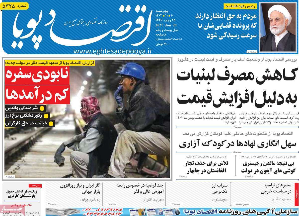 مروری بر سرتیتر روزنامه‌های کشور و مهم‌ترین تیترهای اقتصادی؛ امروز 10 بهمن ۱۴۰۳