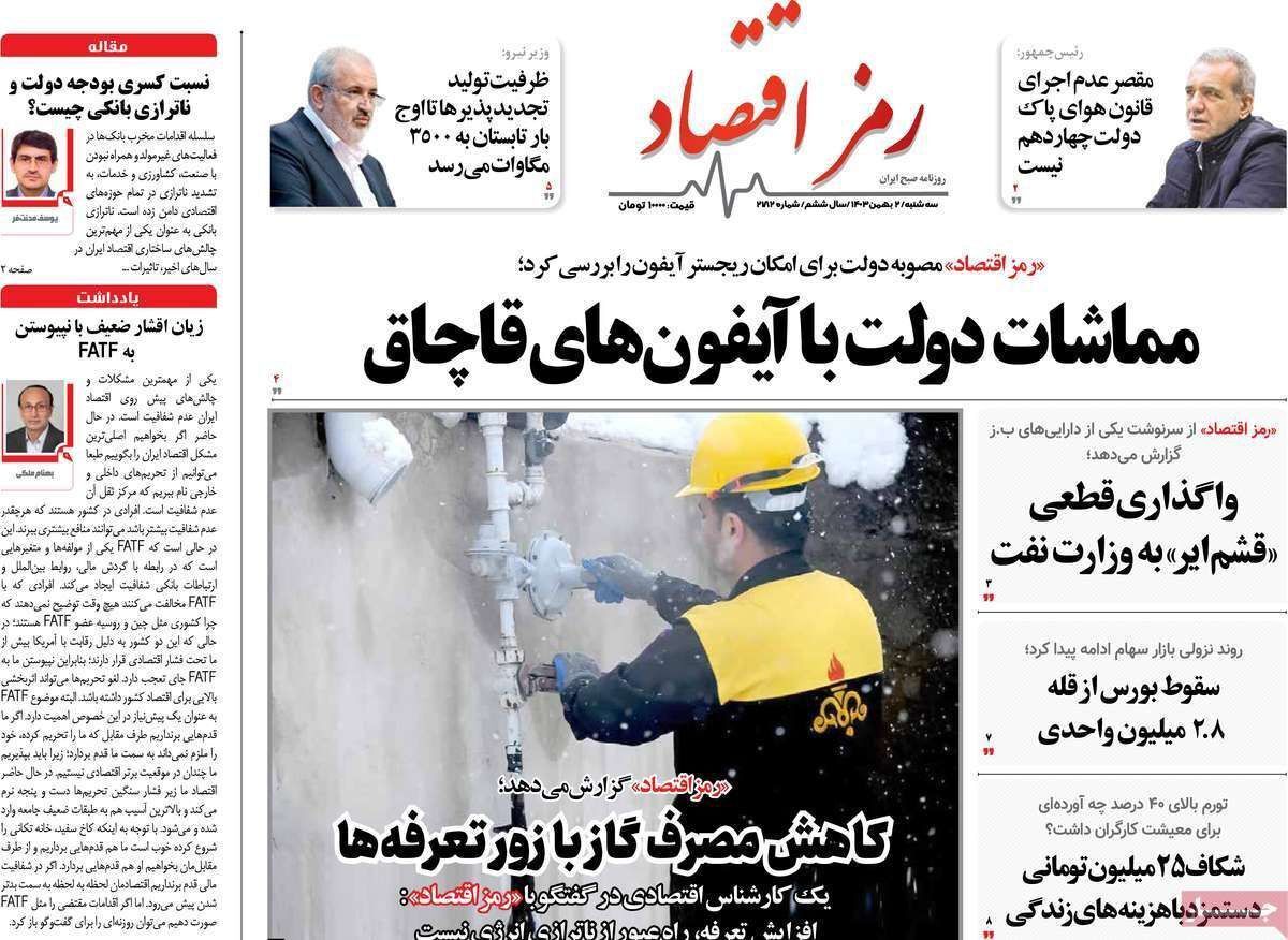مروری بر سرتیتر روزنامه‌های کشور و مهم‌ترین تیترهای اقتصادی؛ امروز ۲ بهمن ۱۴۰۳