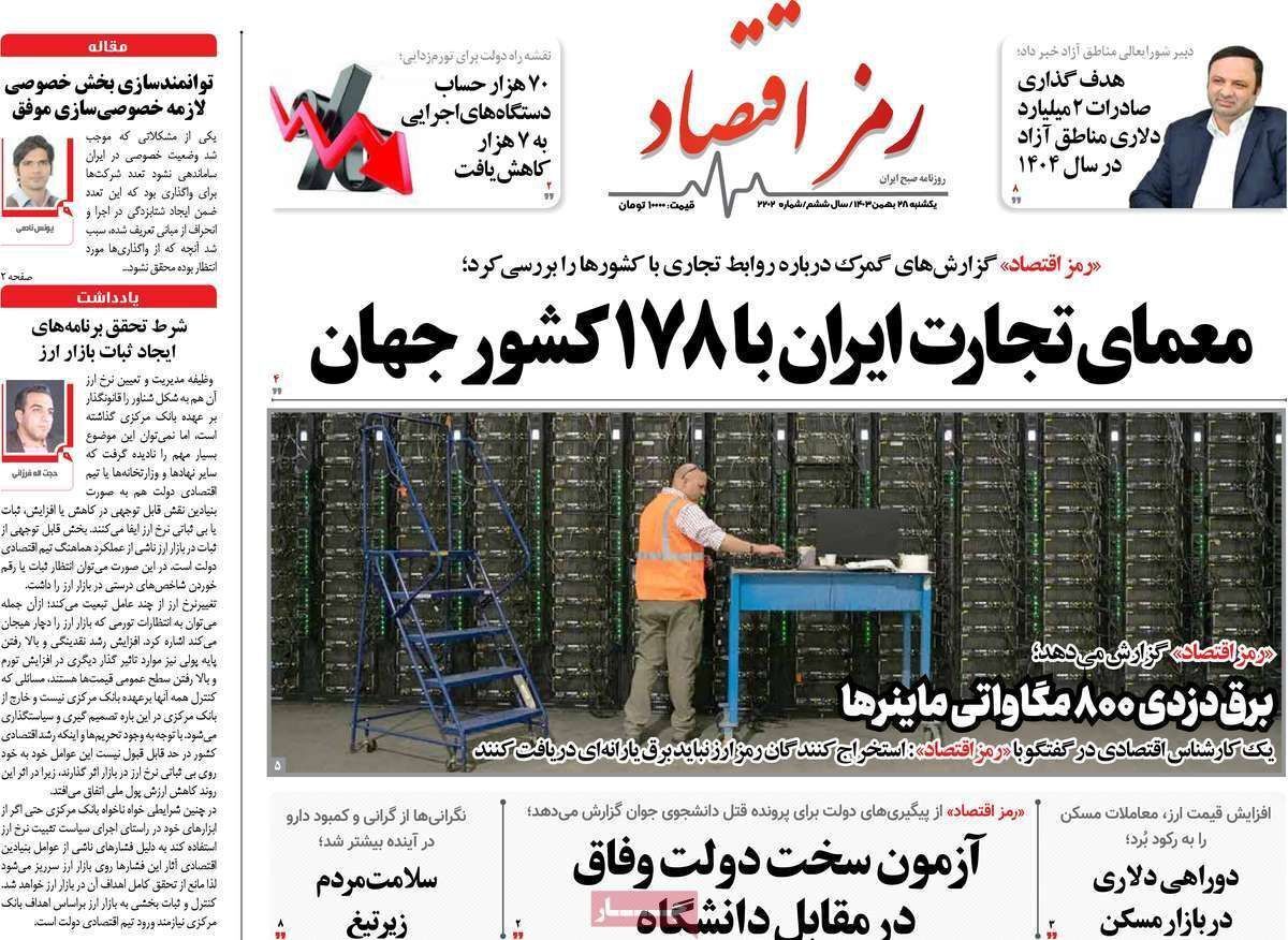 مروری بر سرتیتر روزنامه‌های کشور و مهم‌ترین تیترهای اقتصادی؛ امروز ۲۸ بهمن ۱۴۰۳